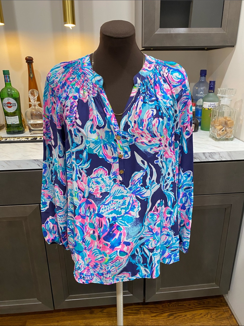 Lilly Pulitzer silk Elsa shirt top blouse tunic smock pirate